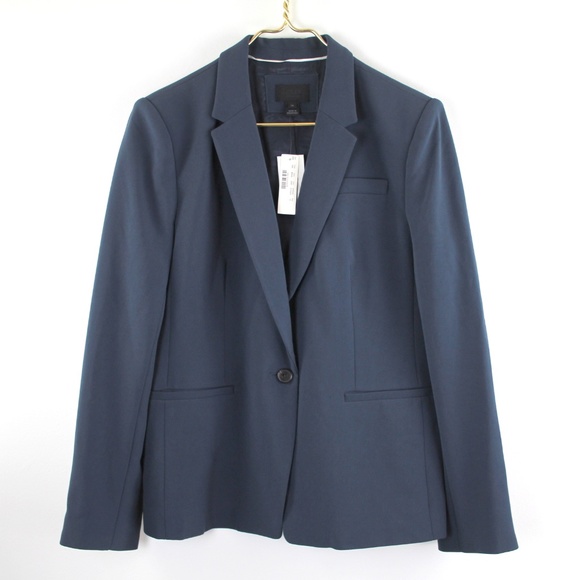 J. Crew Collection Single Breasted Steel Blue Triacetate Blazer Jacket 16 NWT